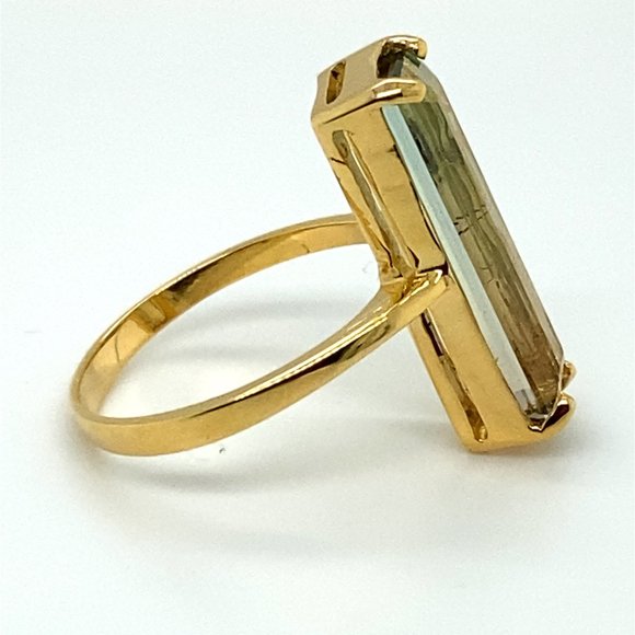 Bi Color Tourmaline 5.40ct Solid 14K Yellow Gold Ring - Picture 4 of 6